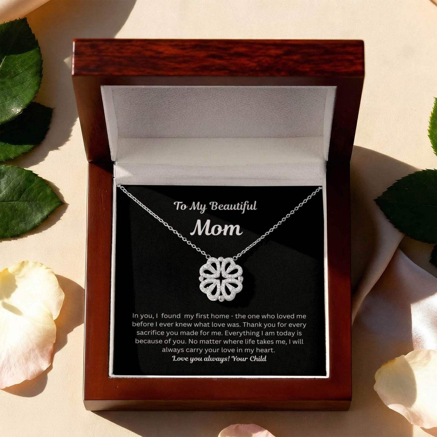 To My Beautiful Mom - Gorgeous Magnetic Hearts Necklace