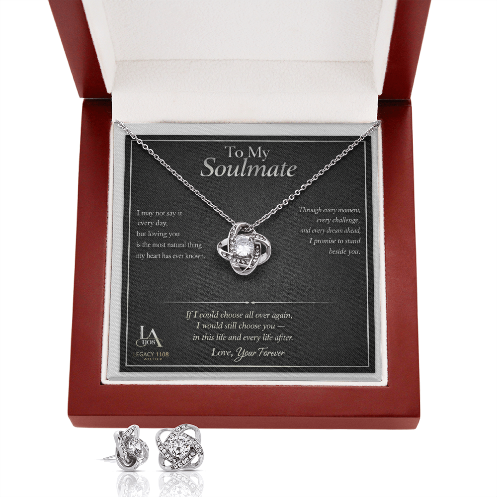 To My Soulmate - Beautiful Love Knot Necklace Plus Free Matching Earrings
