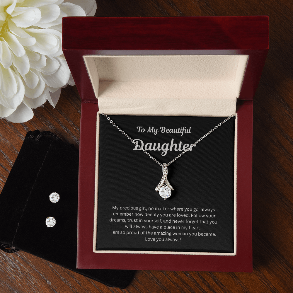 To My Beautiful Daughter - Alluring Beauty Necklace and Earring Set