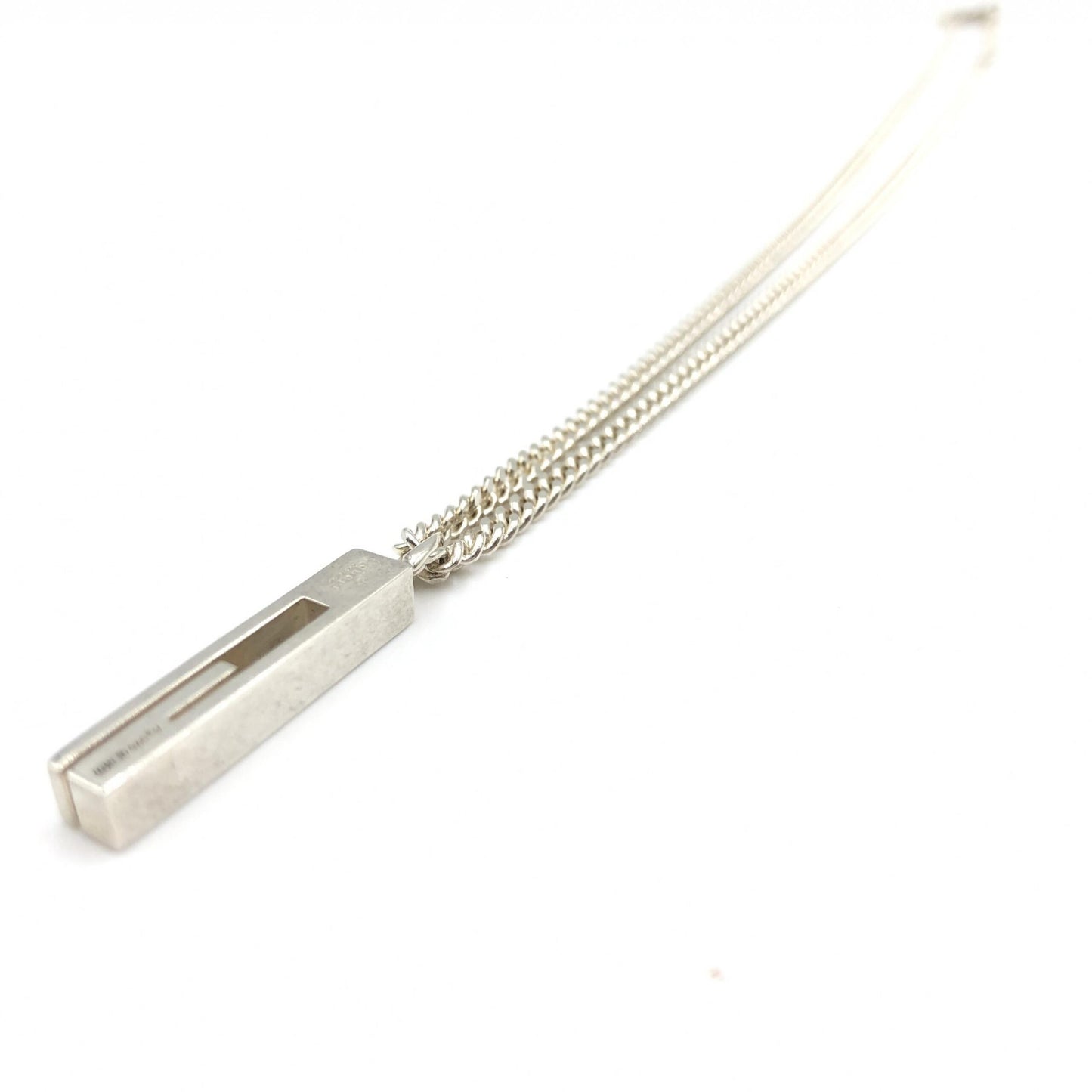 Gucci Sterling Silver G Bar Pendant Necklace