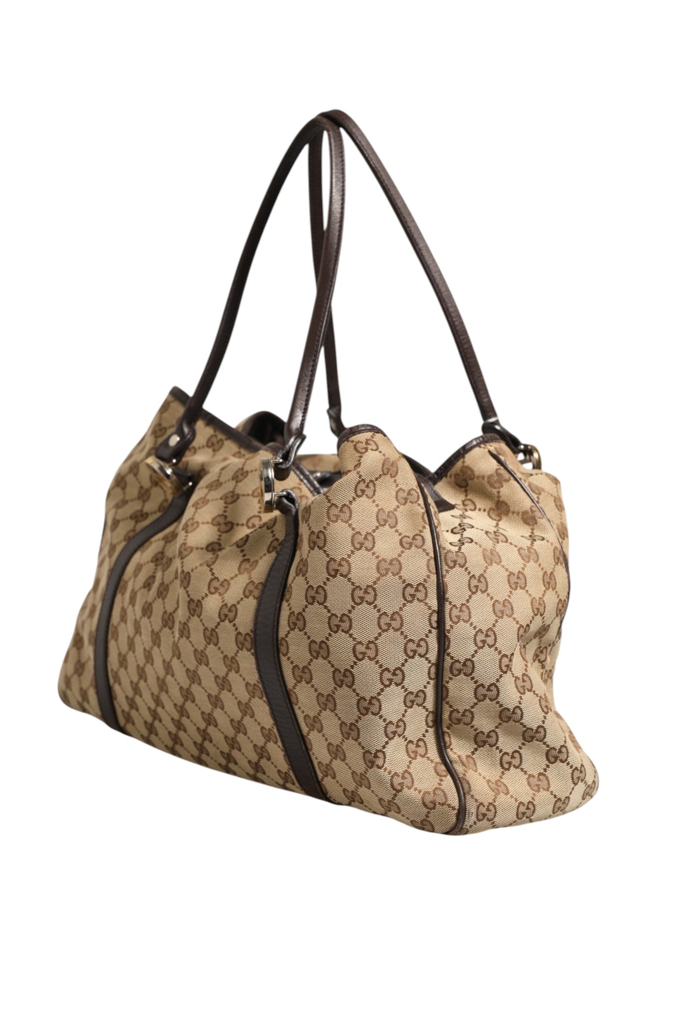 Gucci Beige and Black Canvas Twins Medium Tote Bag