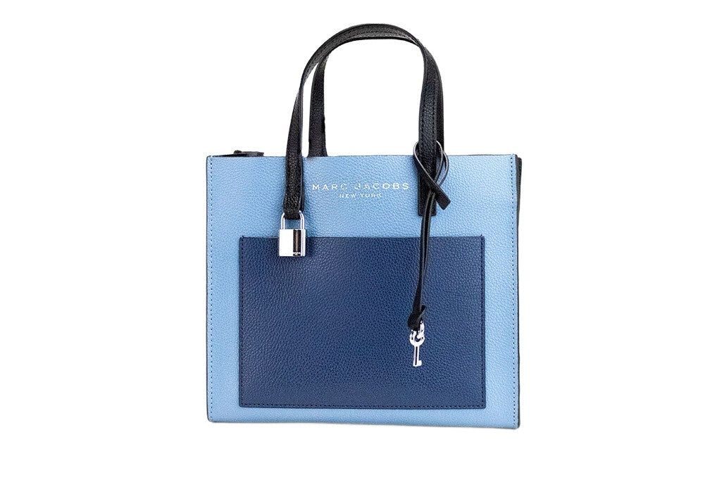 Marc Jacobs Grind Mini Blue Heaven Colorblock Leather Tote Crossbody Bag Purse