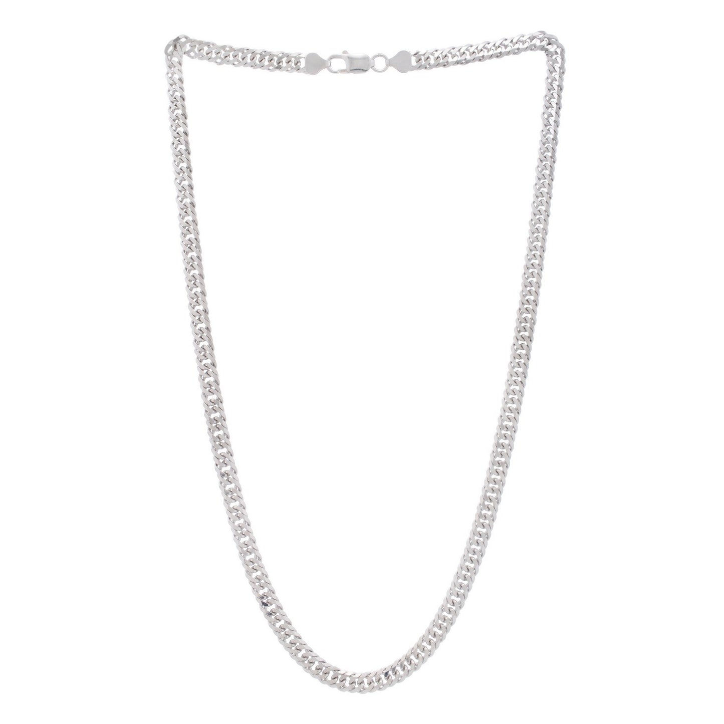 Sterling Silver Rhodium Plated Flat Miami Cuban Chain (6.70 mm)