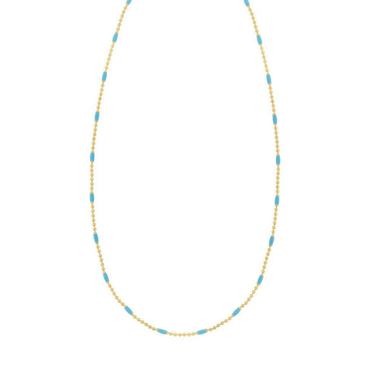 Sterling Silver Gold Plated Blue Enamel Beaded Necklace