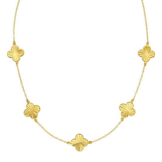 14K Yellow Gold Clover Necklace
