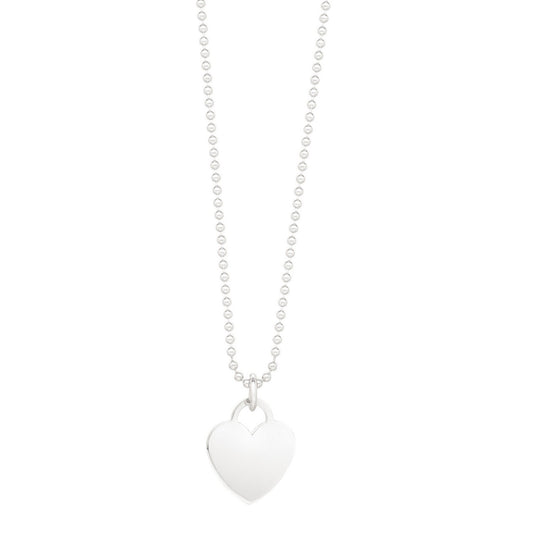 Sterling Silver Rhodium Plated Heart Charm Necklace