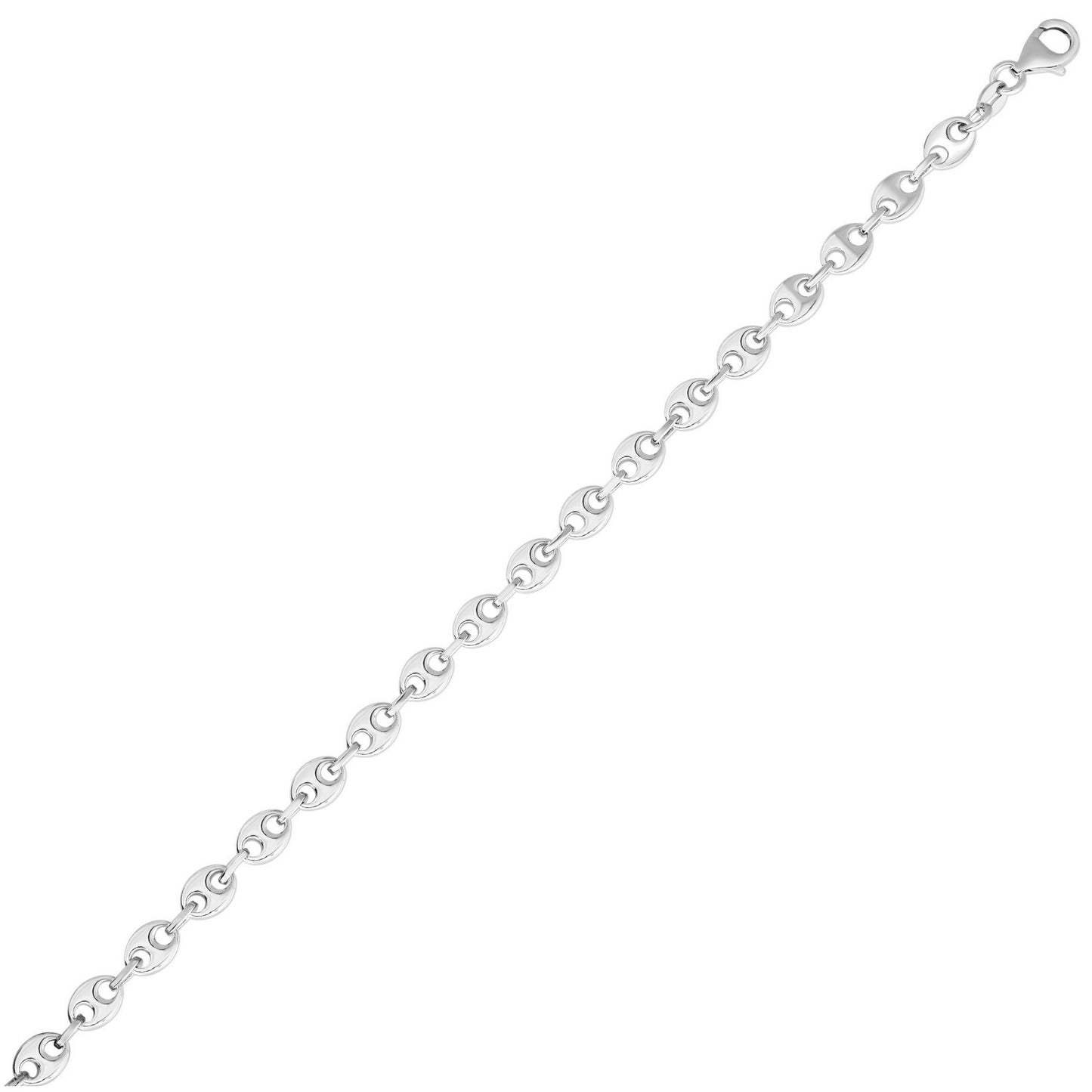 Sterling Silver Rhodium Plated Puffed Mariner Chain (3.70 mm)