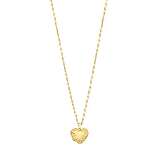 Sterling Silver Gold Plated Heart Locket Necklace