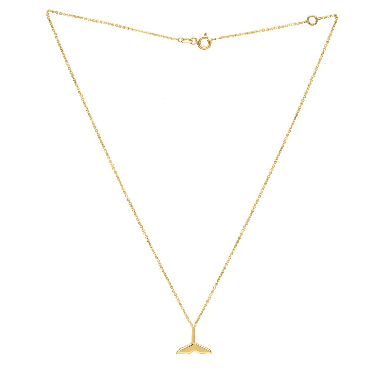 Whale Tail Necklace in 14K Yellow Gold
