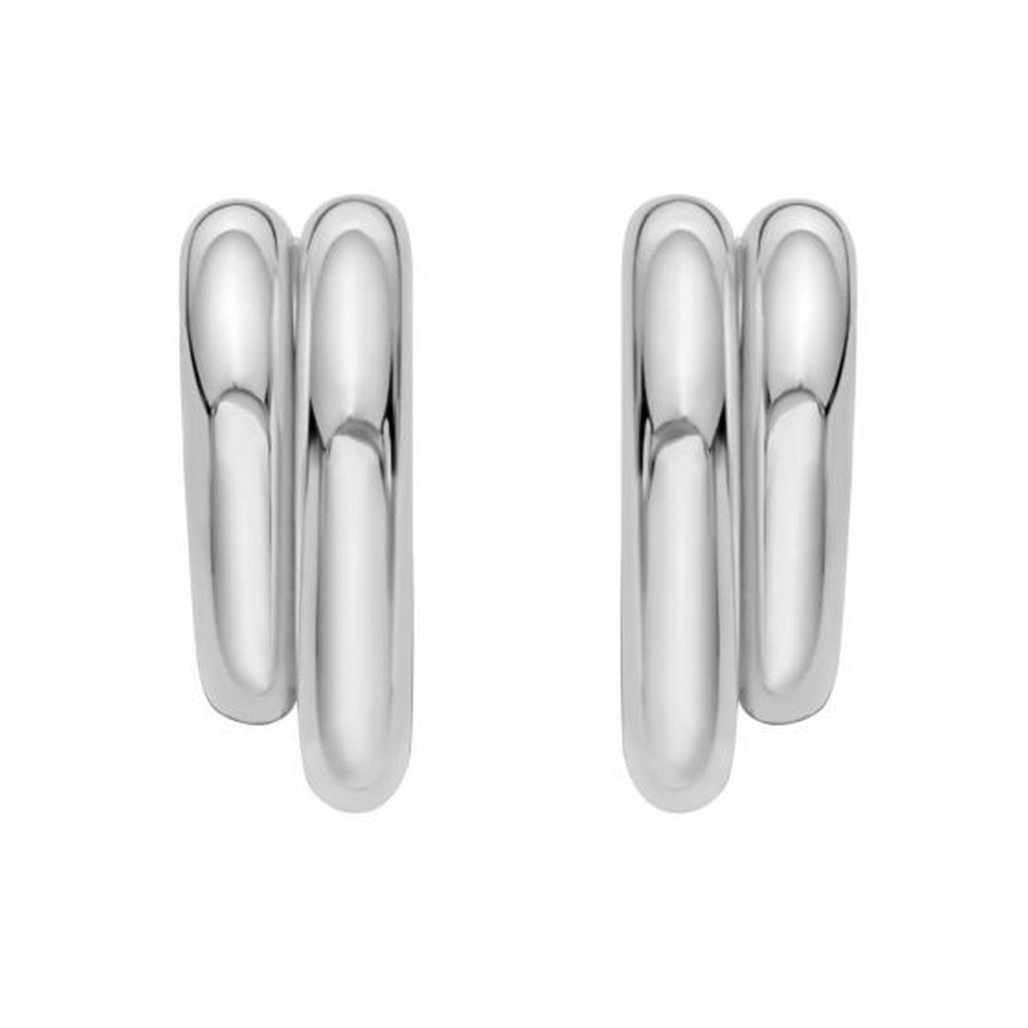 Sterling Silver Double Row Big and Small Round Hoop Earrings