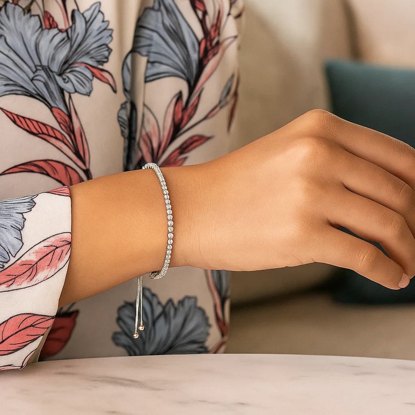 Adjustable Tennis Style Bracelet with Cubic Zirconia in Sterling Silver(4.00 mm)