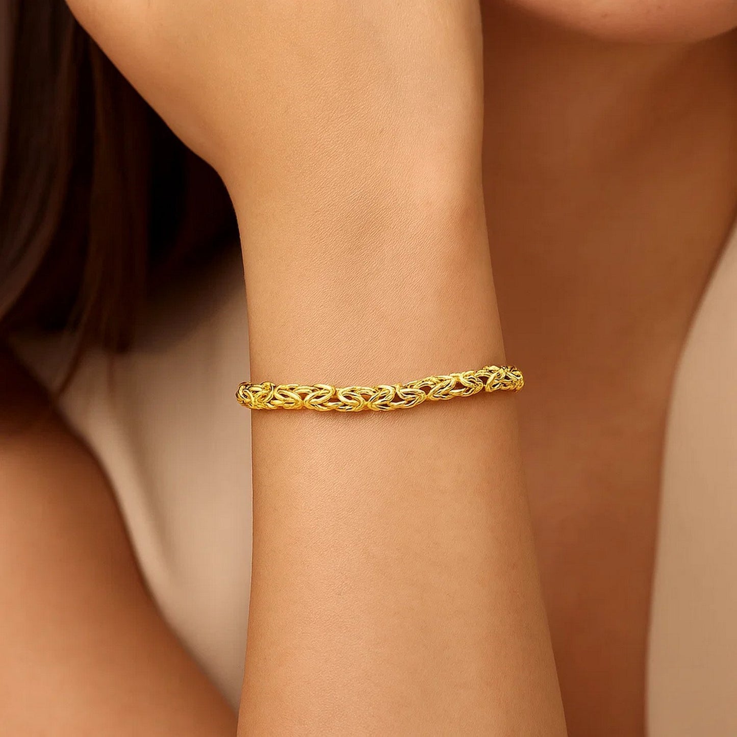 14k Yellow Gold Byzantine Link Shiny Bracelet (6.00 mm)