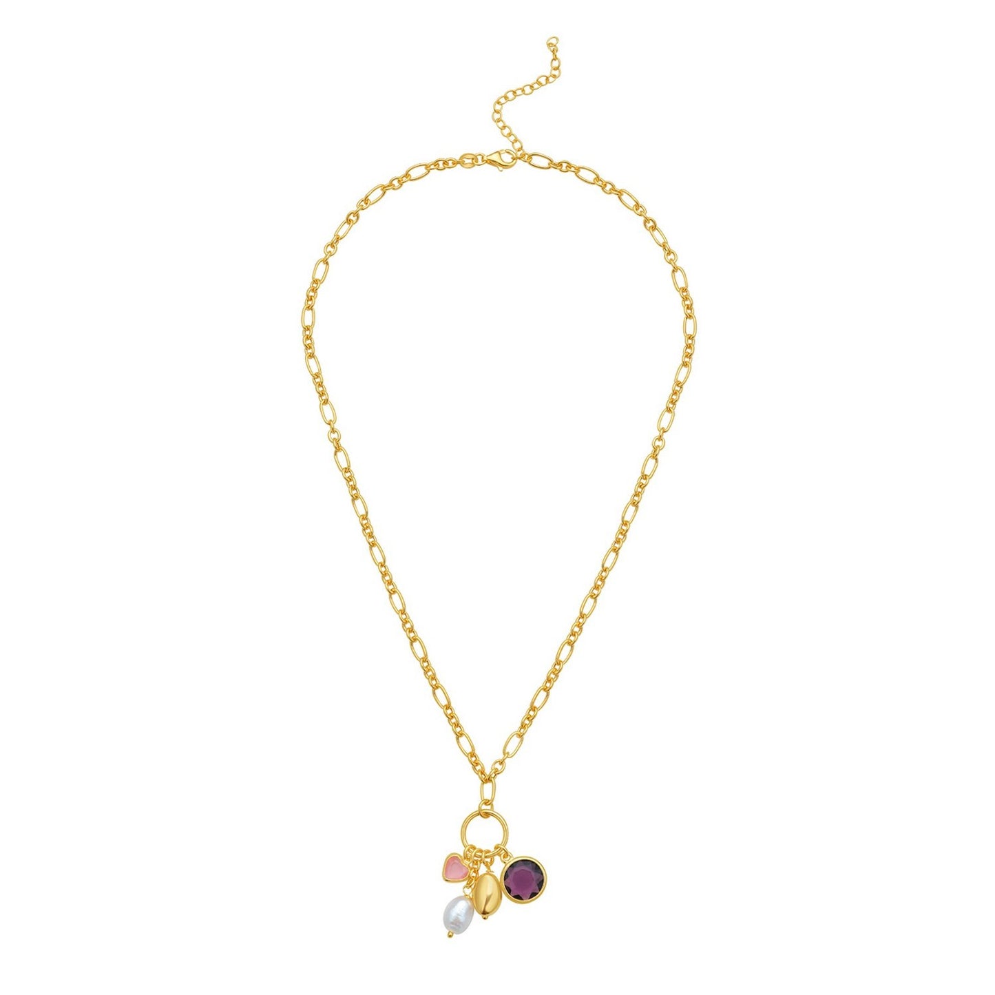 Sterling Silver Rhodium Plated Cubic Zirconia Charm Necklace