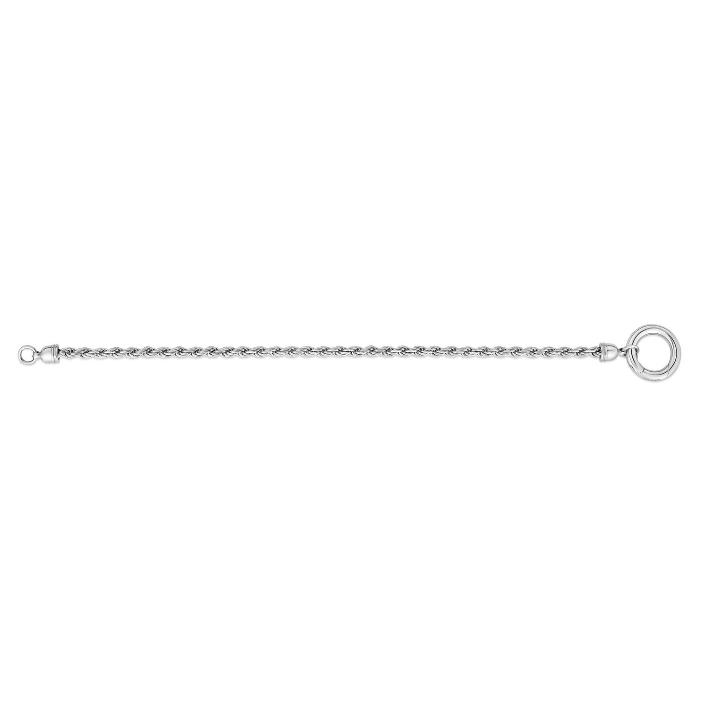 Sterling Silver Rhodium Plated Fancy Push Lock Rope Necklace