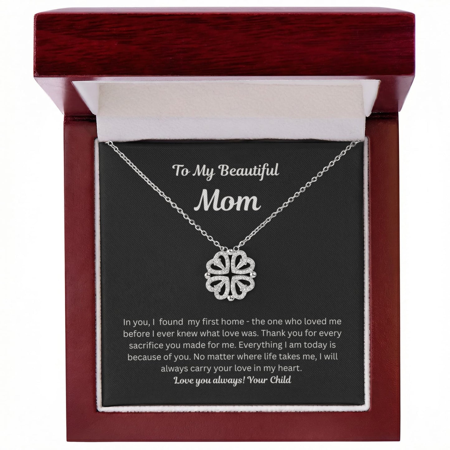 To My Beautiful Mom - Gorgeous Magnetic Hearts Necklace