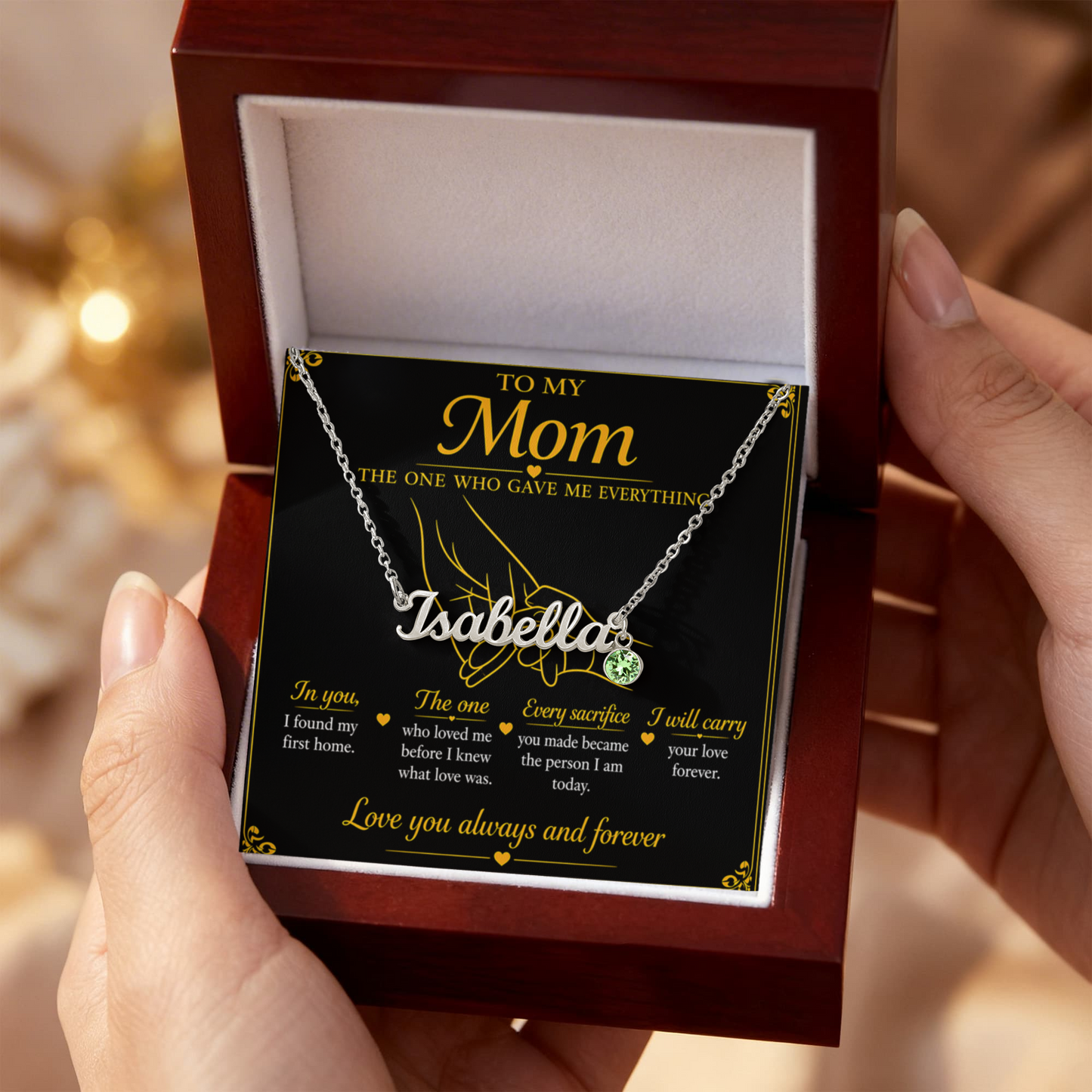 To My Mom|The One Who Gave Me Everything|Custom Name Necklace with Birthstone