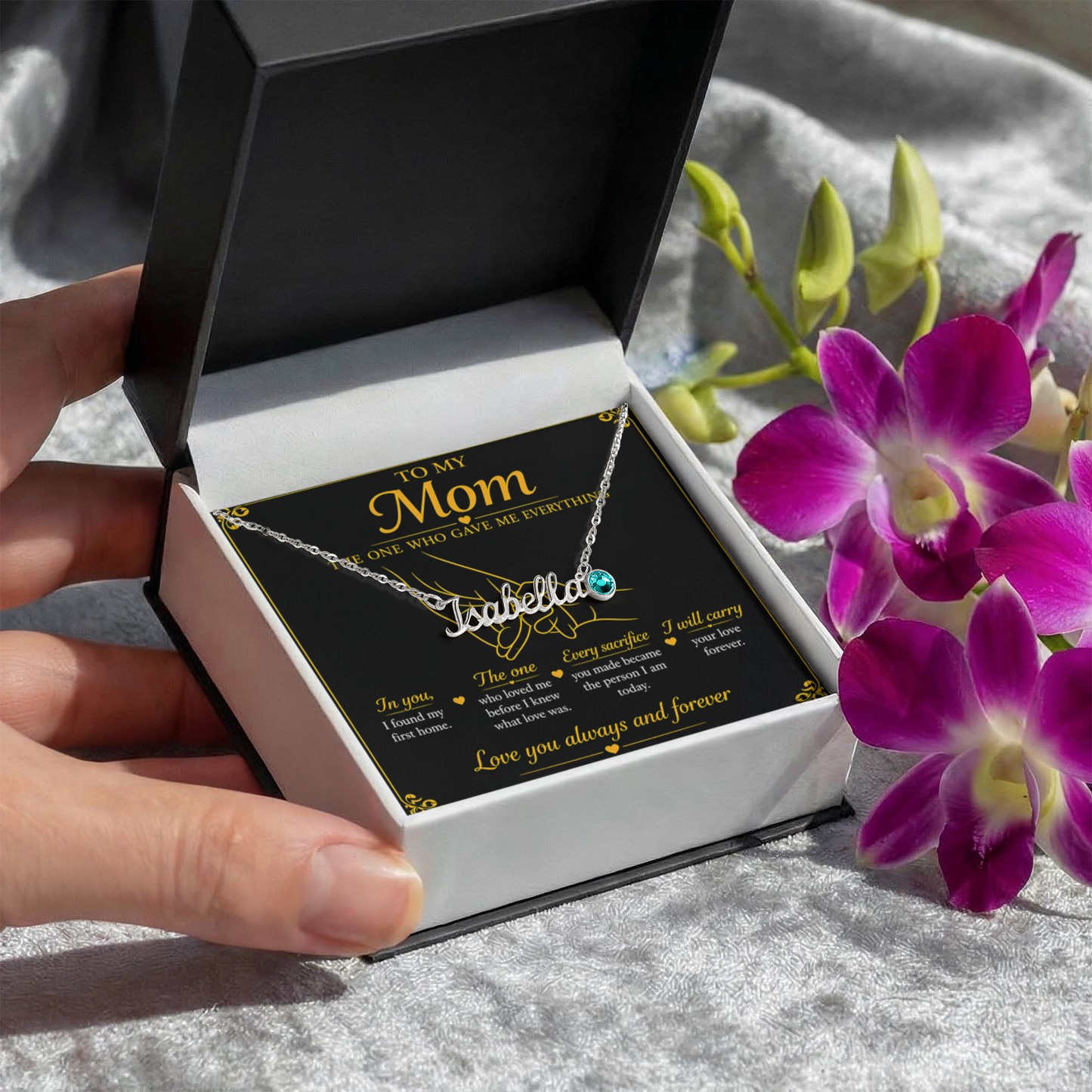 To My Mom|The One Who Gave Me Everything|Custom Name Necklace with Birthstone