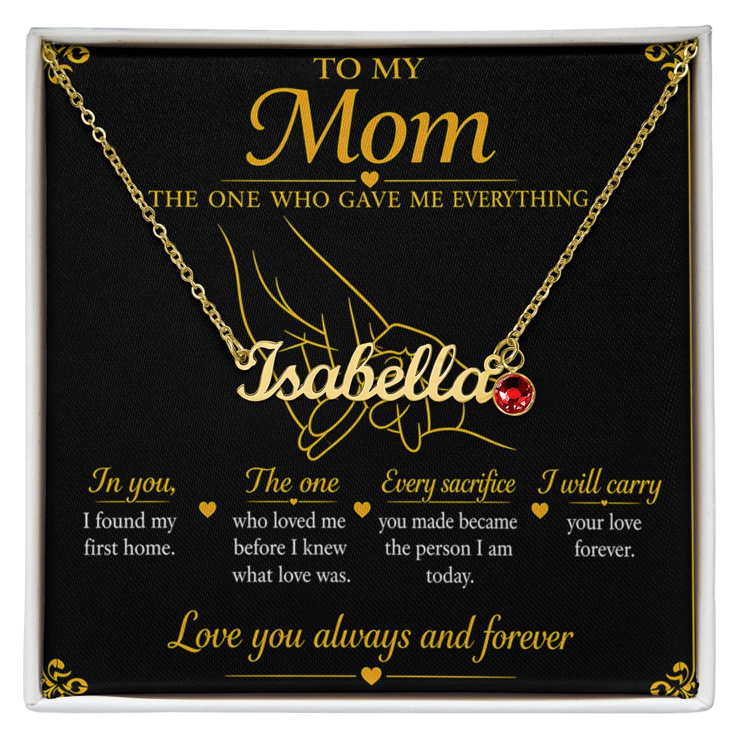 To My Mom|The One Who Gave Me Everything|Custom Name Necklace with Birthstone
