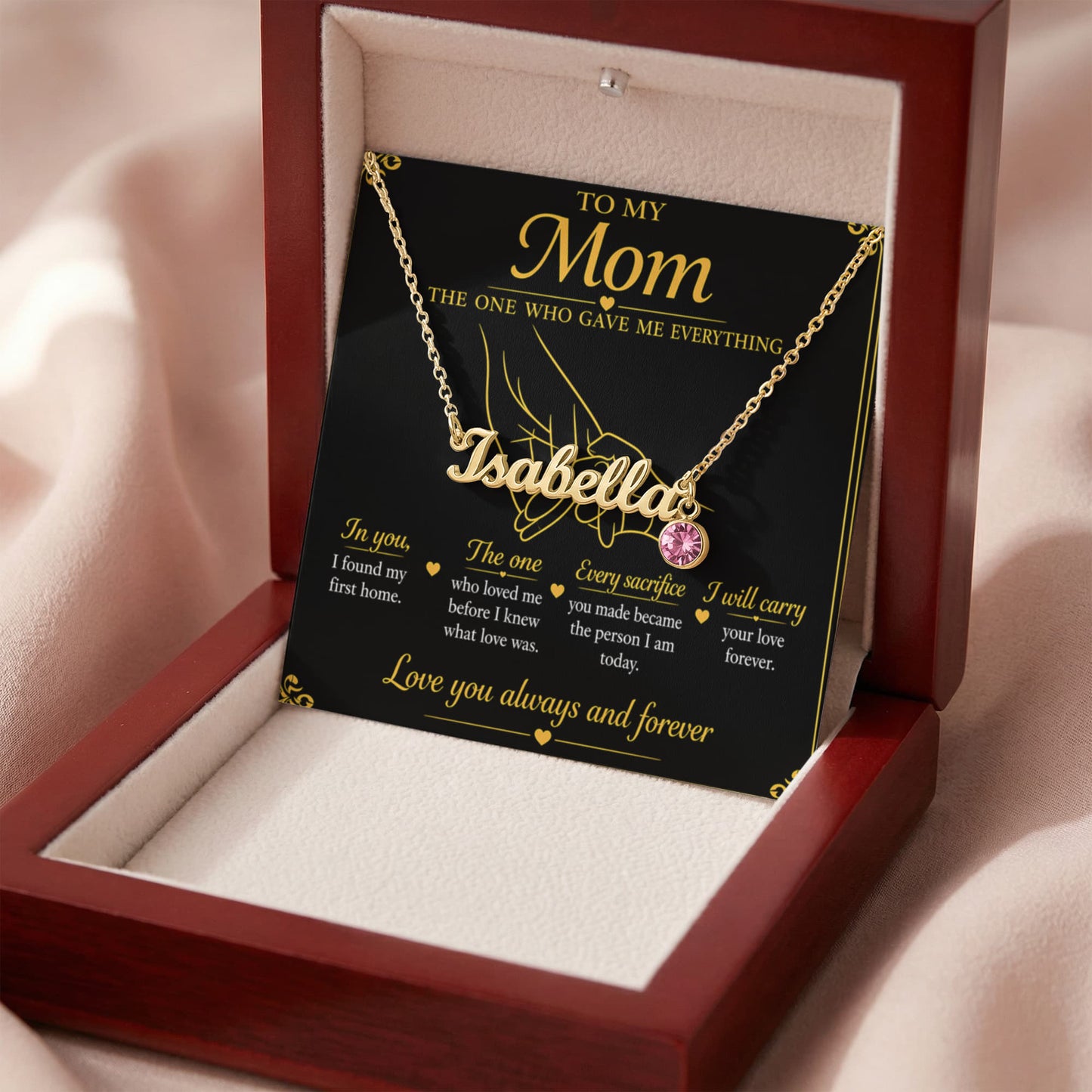 To My Mom|The One Who Gave Me Everything|Custom Name Necklace with Birthstone