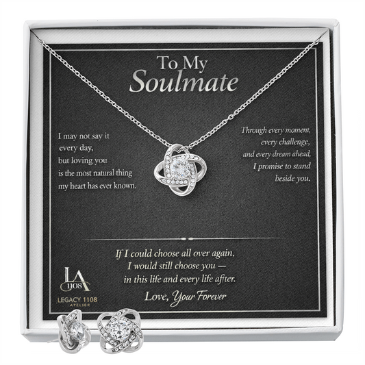 To My Soulmate - Beautiful Love Knot Necklace Plus Free Matching Earrings