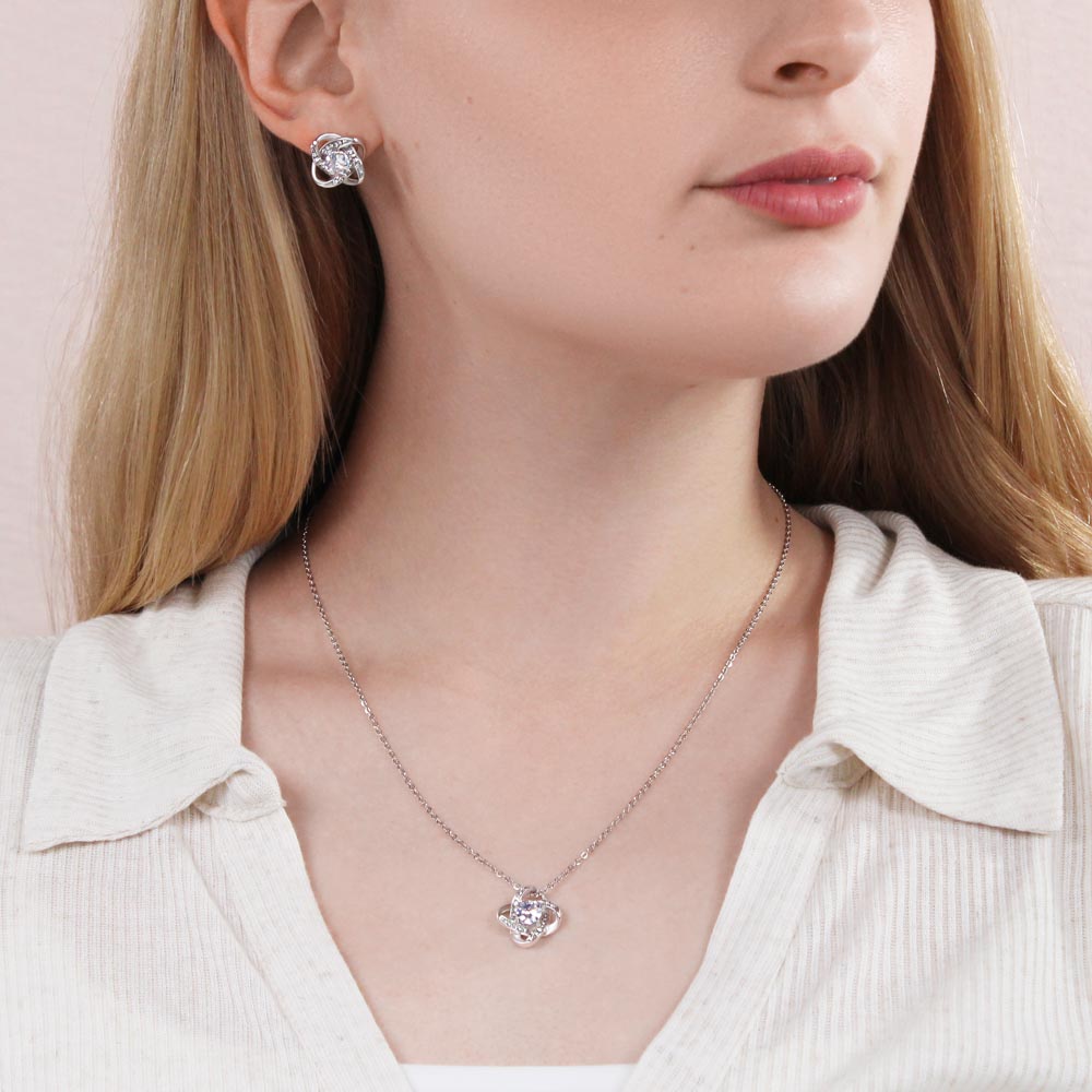 To My Wife - Beautiful Love Knot Necklace Plus Free Matching Earrings