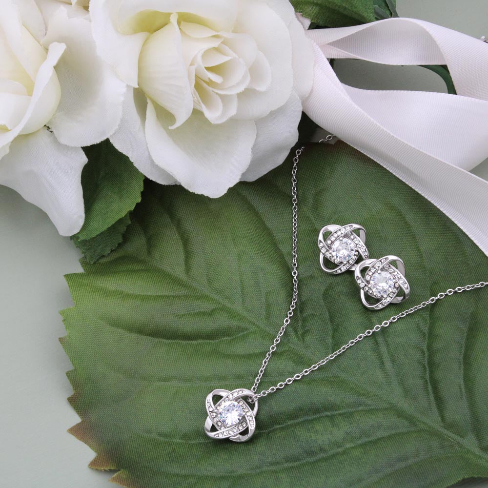 To My Wife - Beautiful Love Knot Necklace Plus Free Matching Earrings
