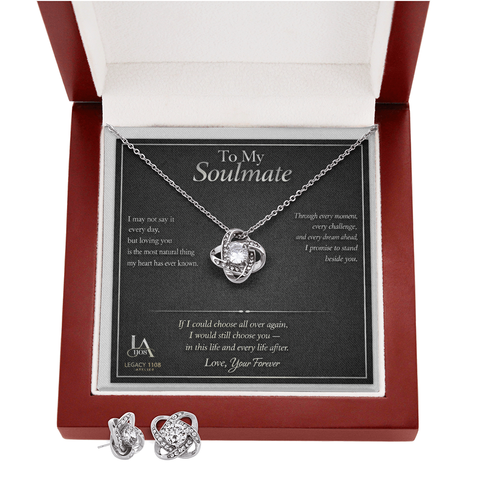 To My Soulmate - Beautiful Love Knot Necklace Plus Free Matching Earrings