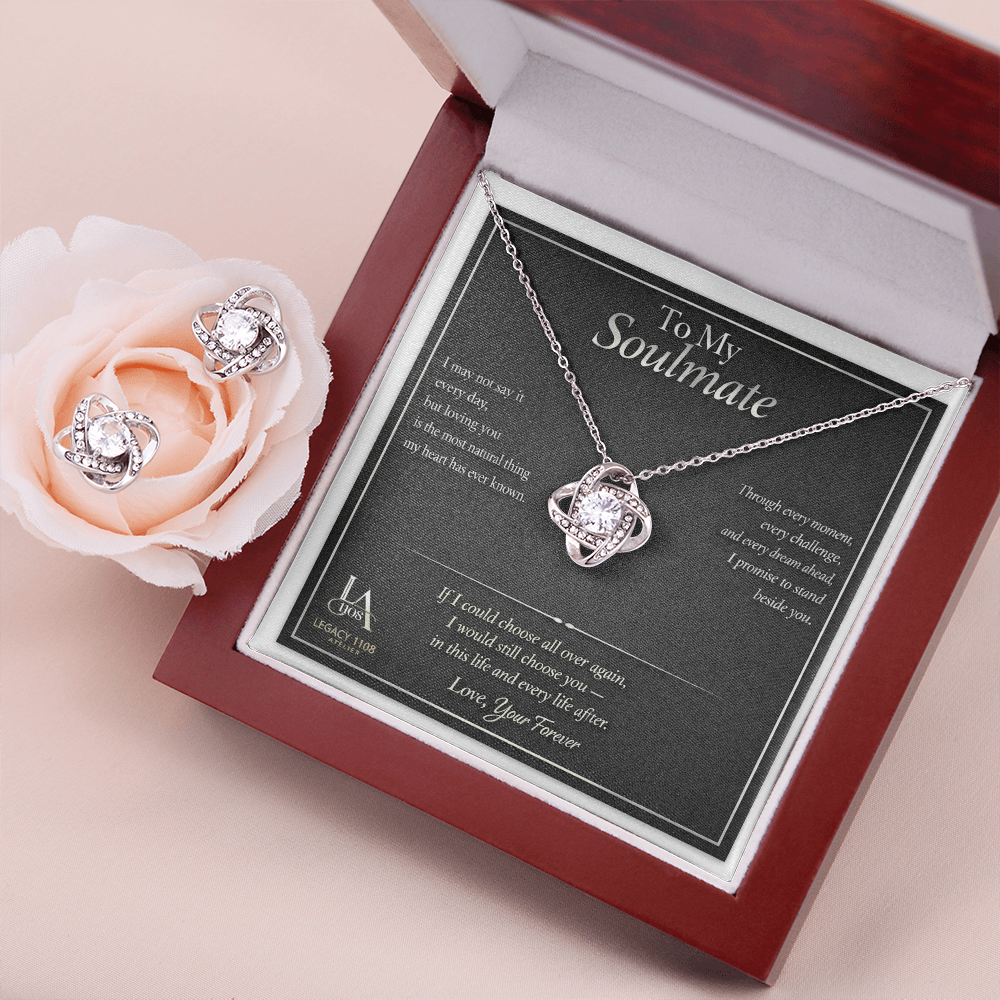 To My Soulmate - Beautiful Love Knot Necklace Plus Free Matching Earrings