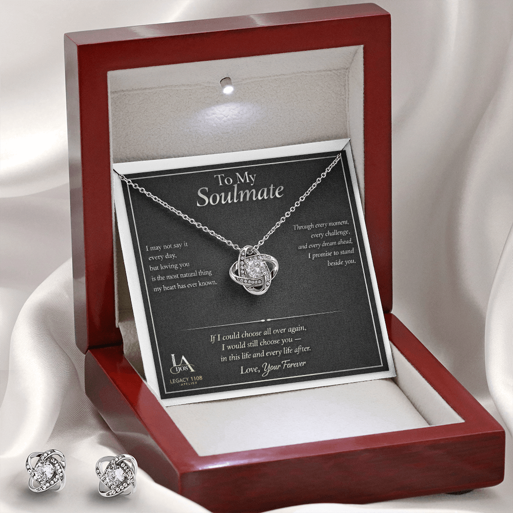 To My Soulmate - Beautiful Love Knot Necklace Plus Free Matching Earrings