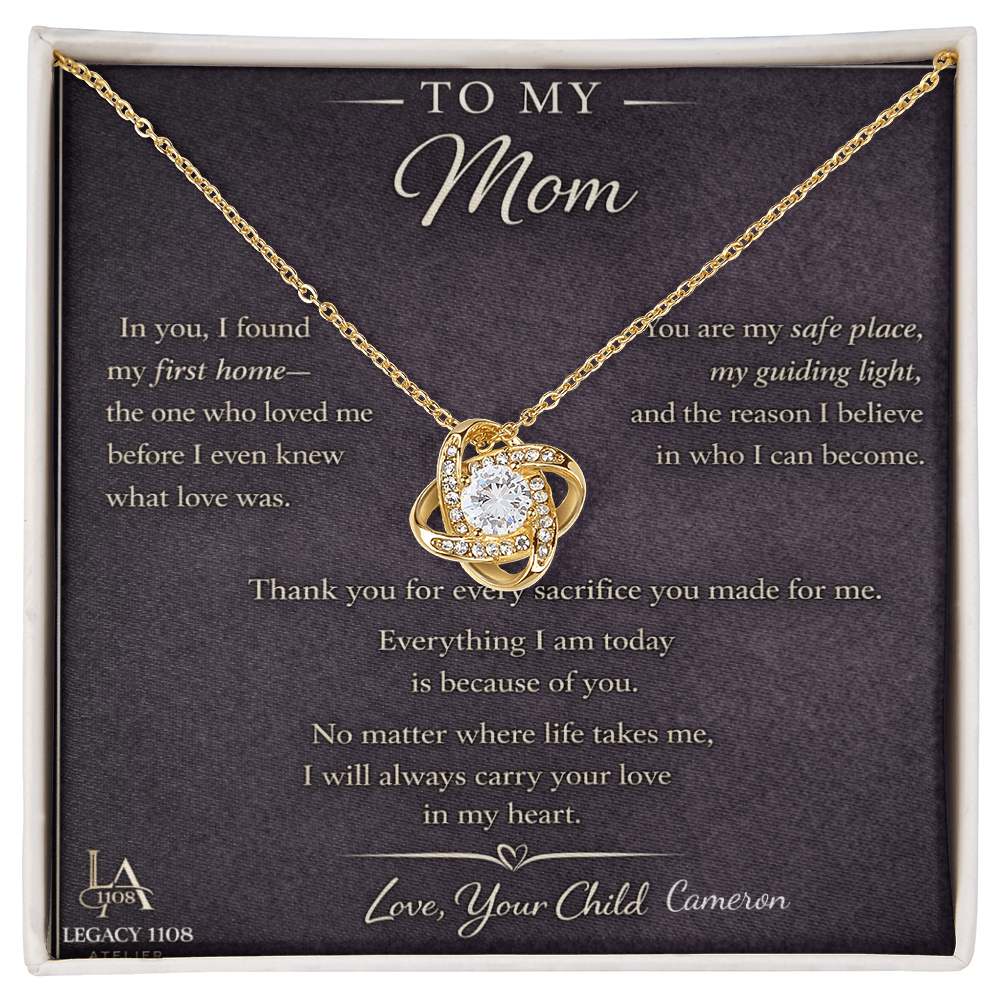 To My Mom -Beautiful Love Knot Necklace