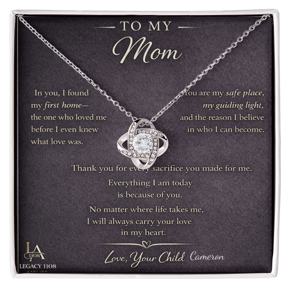 To My Mom -Beautiful Love Knot Necklace