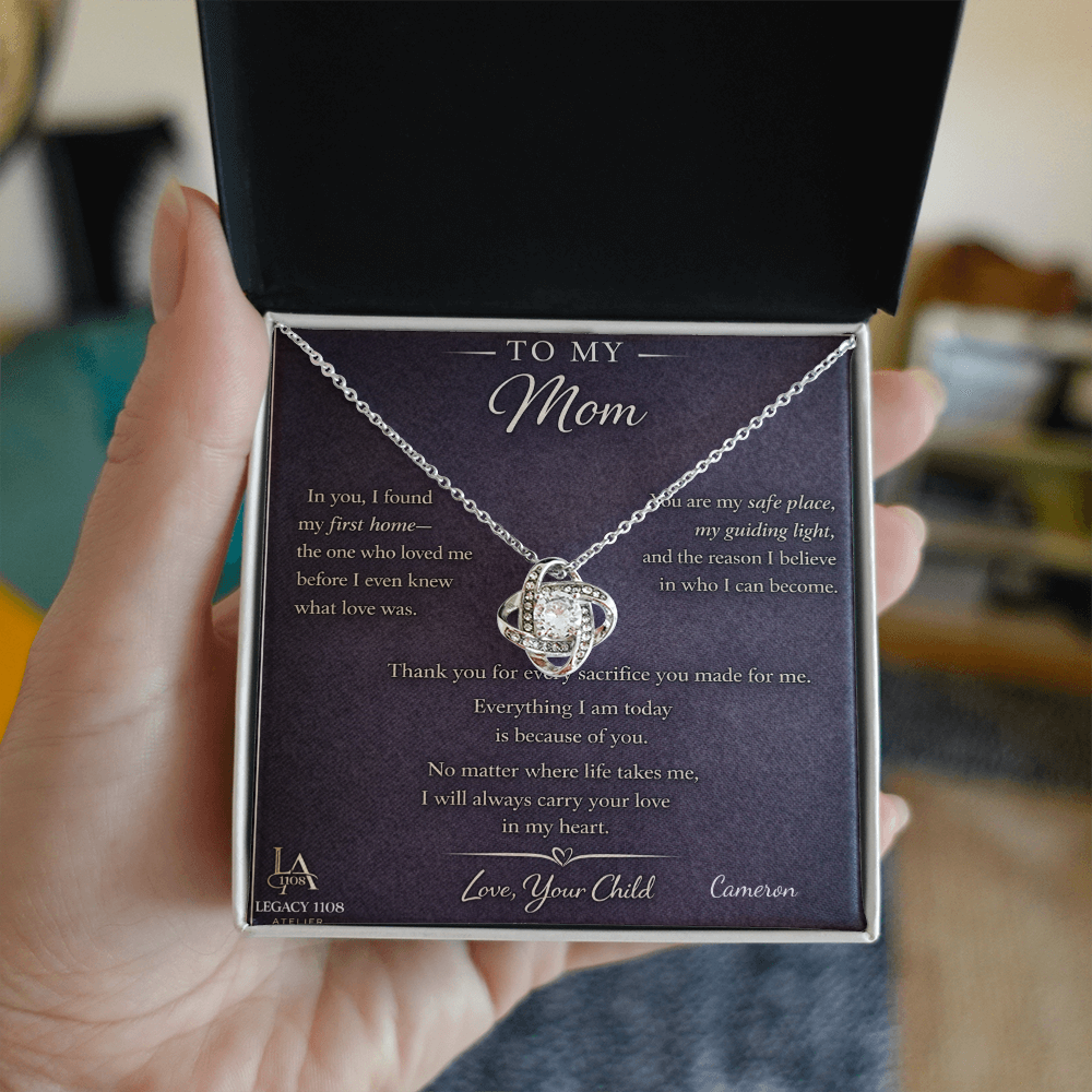 To My Mom -Beautiful Love Knot Necklace