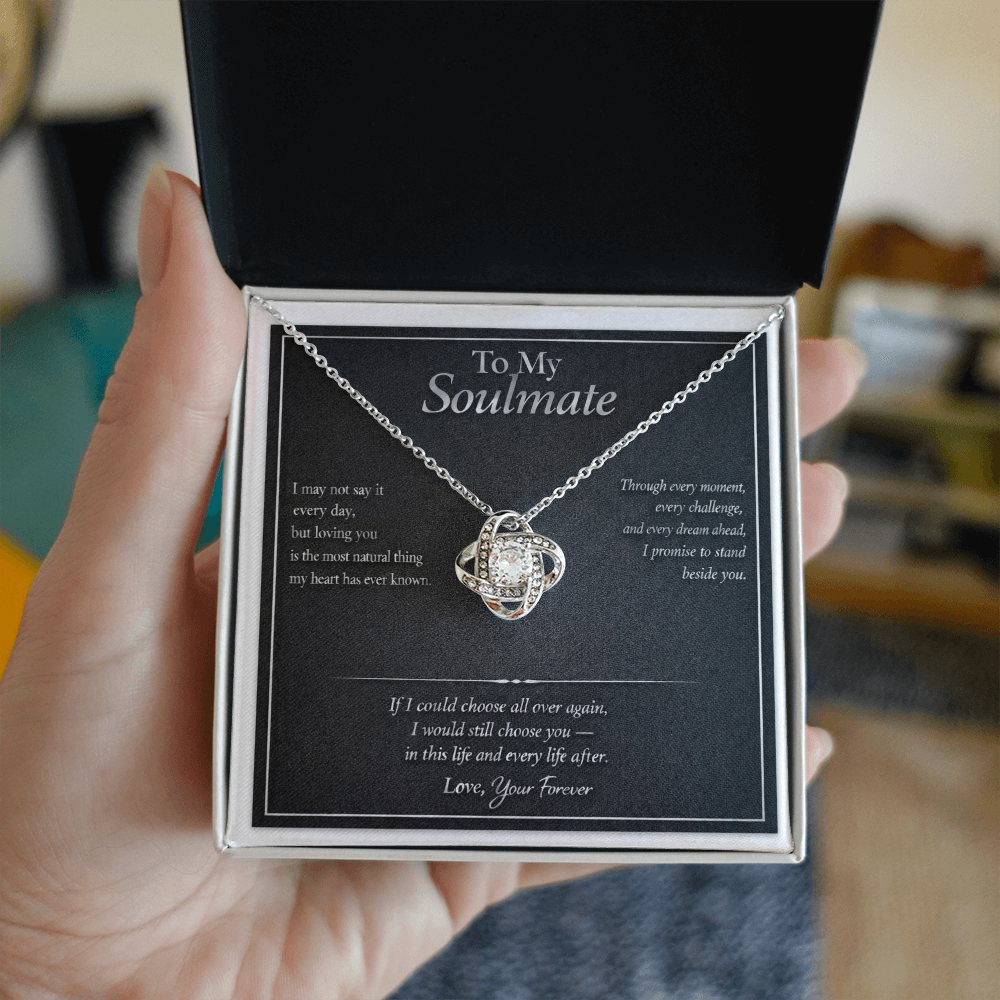 To My Soulmate - Love Knot Necklace Silver Edition