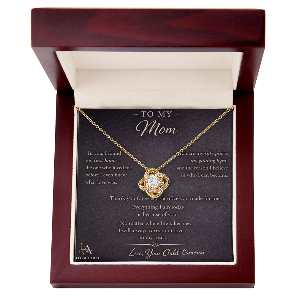 To My Mom -Beautiful Love Knot Necklace