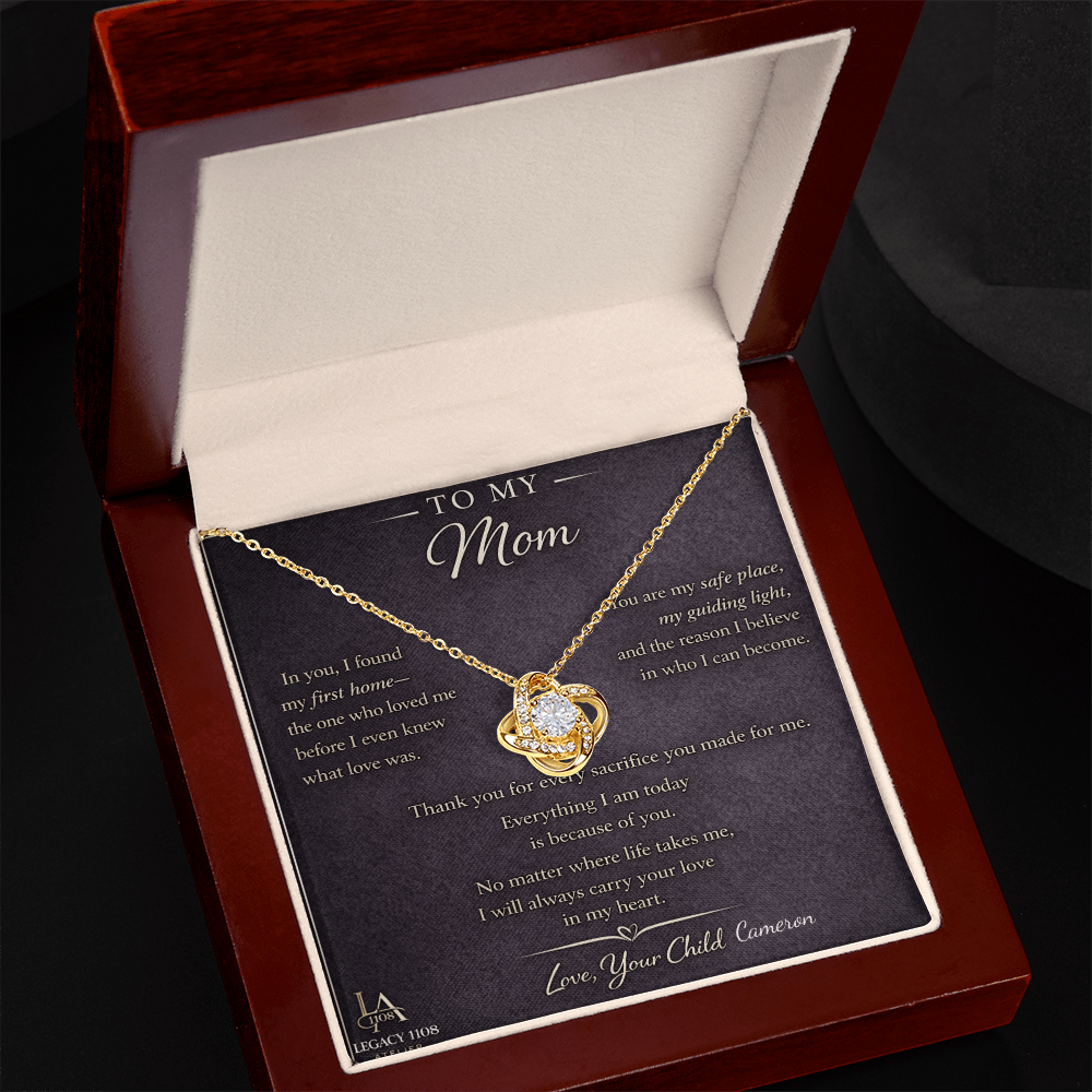To My Mom -Beautiful Love Knot Necklace