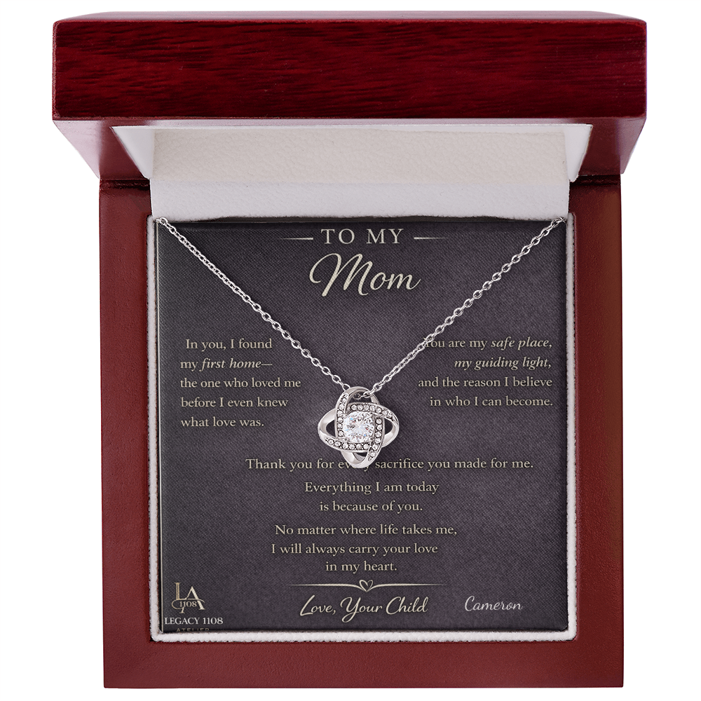 To My Mom -Beautiful Love Knot Necklace