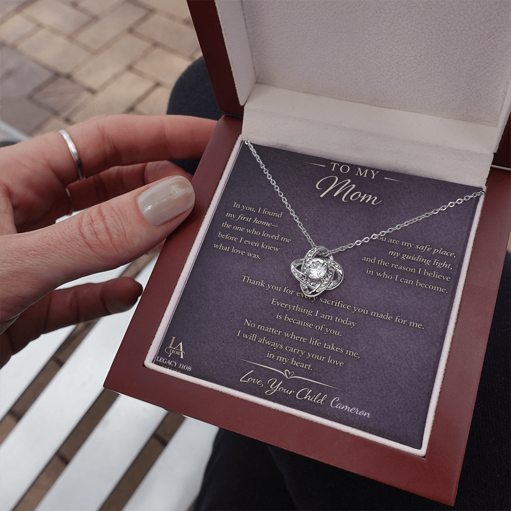 To My Mom -Beautiful Love Knot Necklace