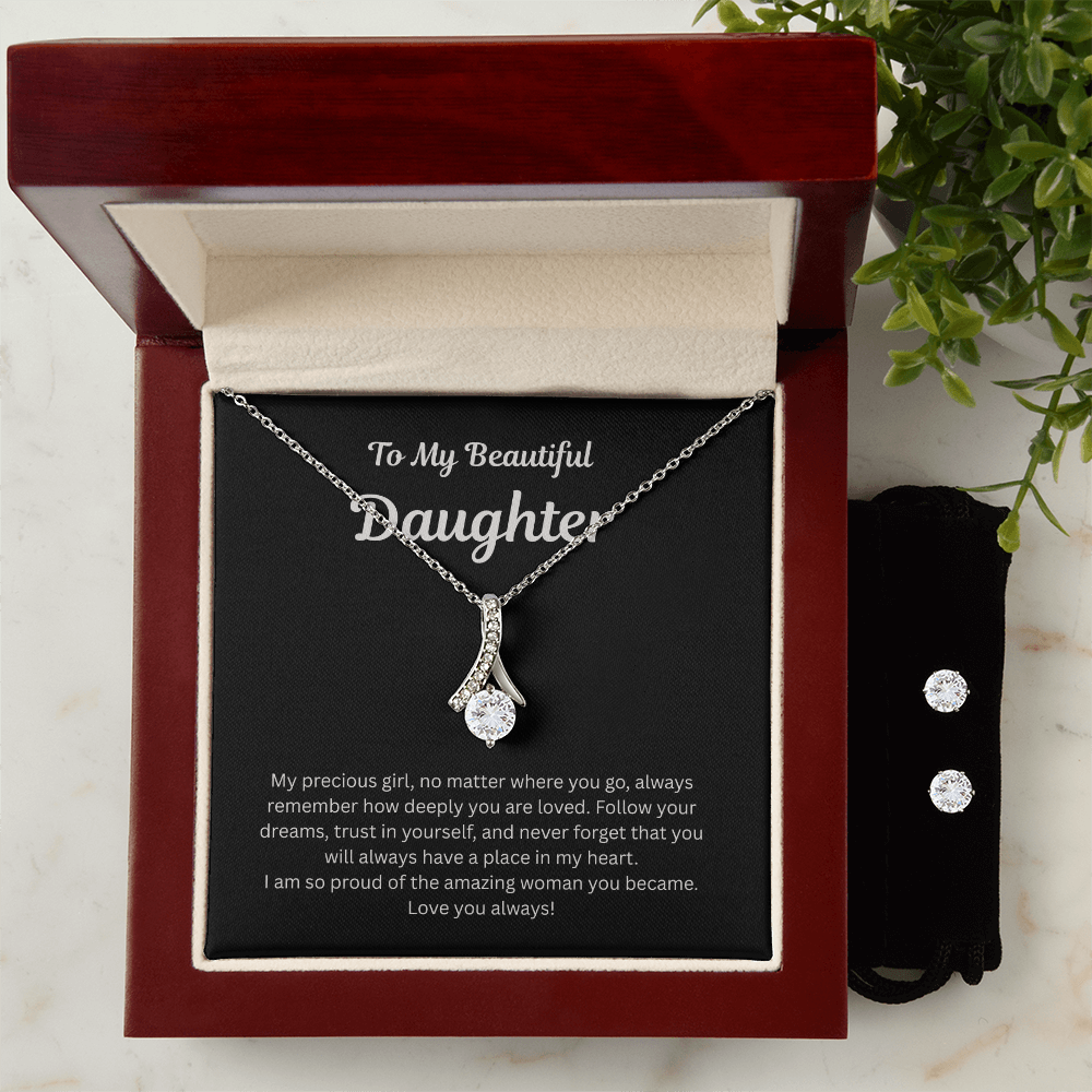 To My Beautiful Daughter - Alluring Beauty Necklace and Earring Set