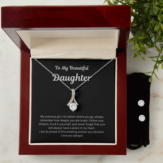 To My Beautiful Daughter - Alluring Beauty Necklace and Earring Set