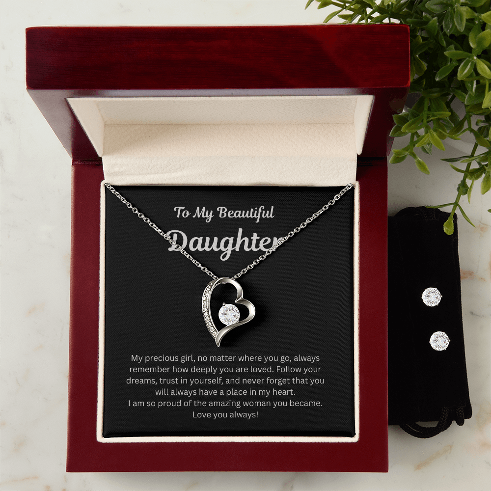 To My Daughter- Gorgeous Forever Love Necklace and Earrings Set