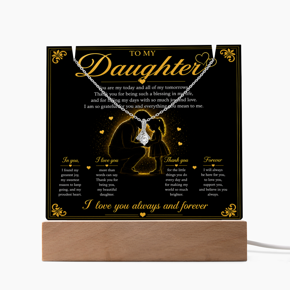 To My Daughter - LED Plaque with Alluring Beauty Necklace