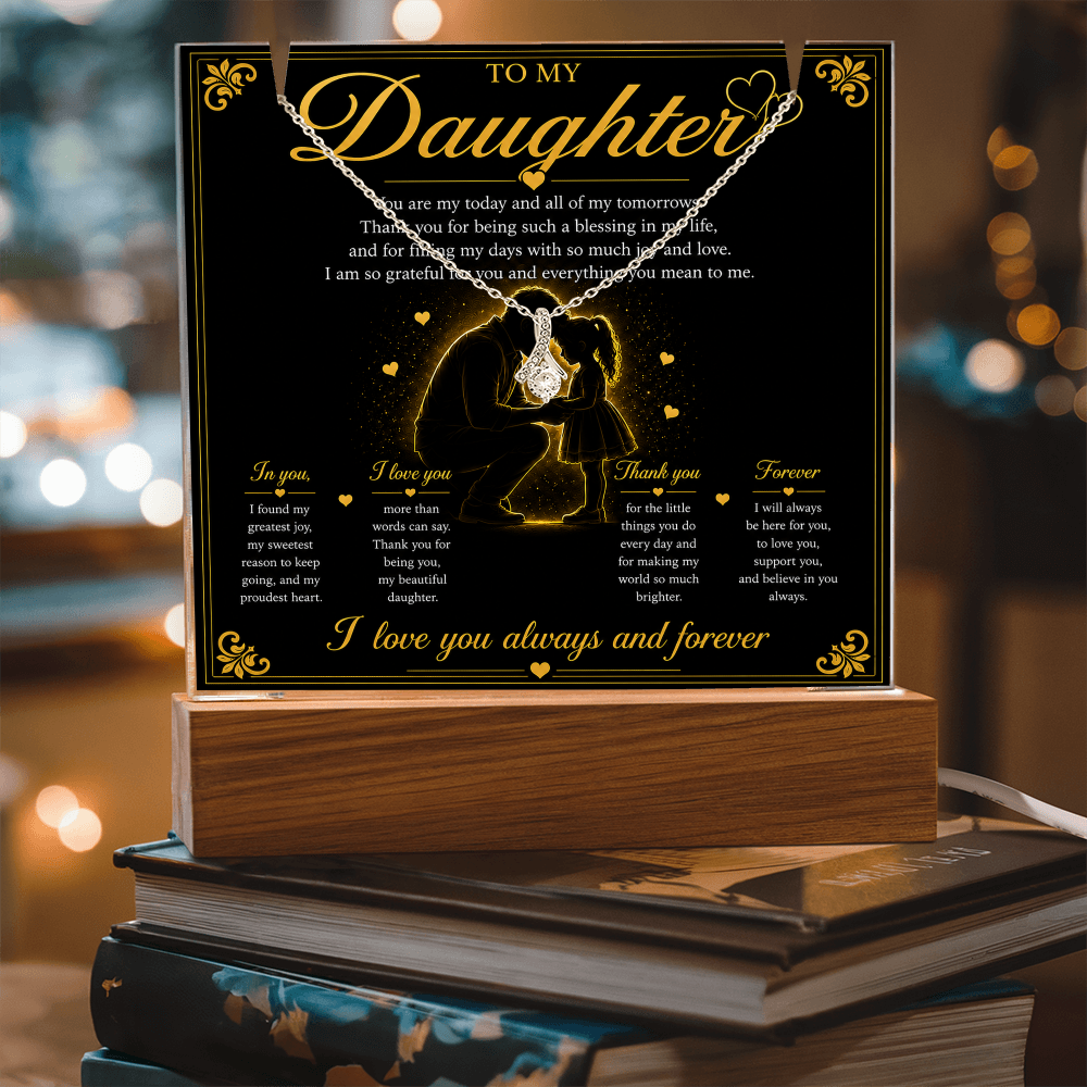 To My Daughter - LED Plaque with Alluring Beauty Necklace