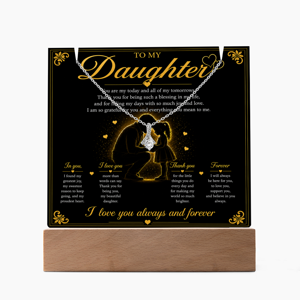 To My Daughter - LED Plaque with Alluring Beauty Necklace