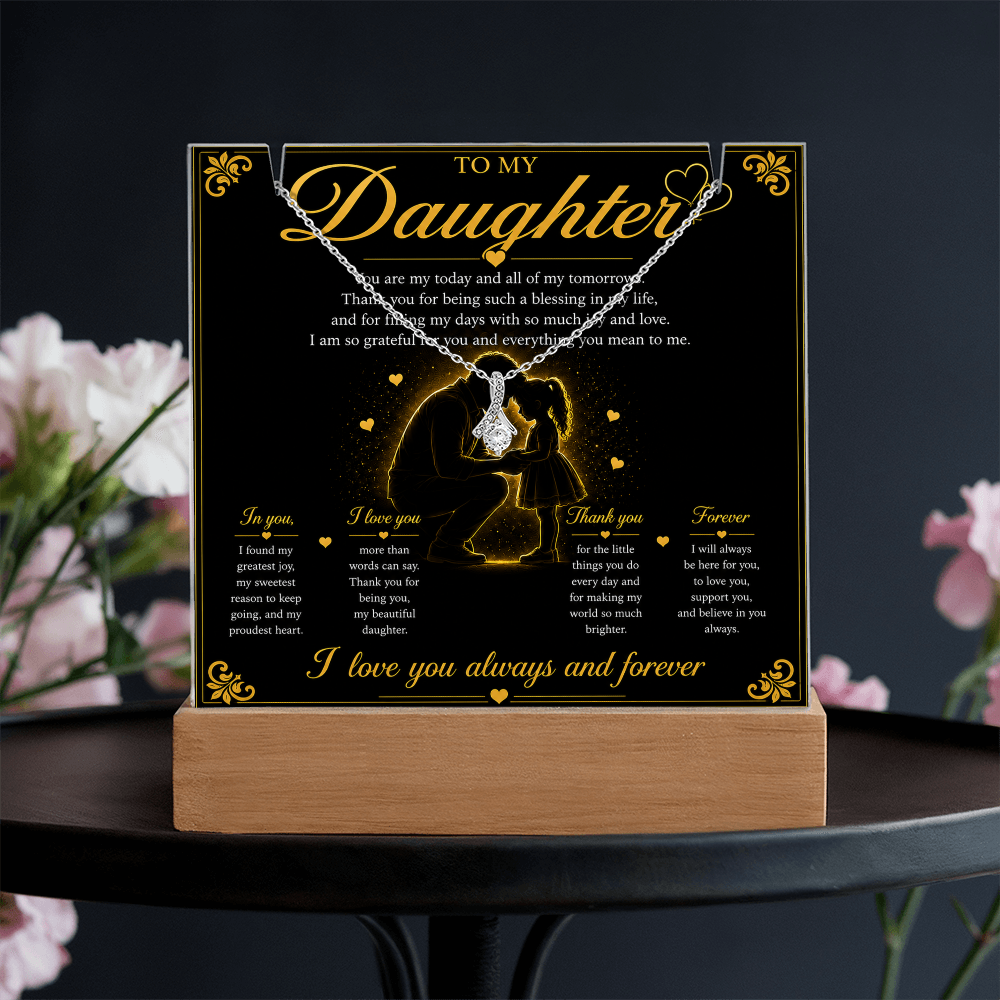 To My Daughter - LED Plaque with Alluring Beauty Necklace