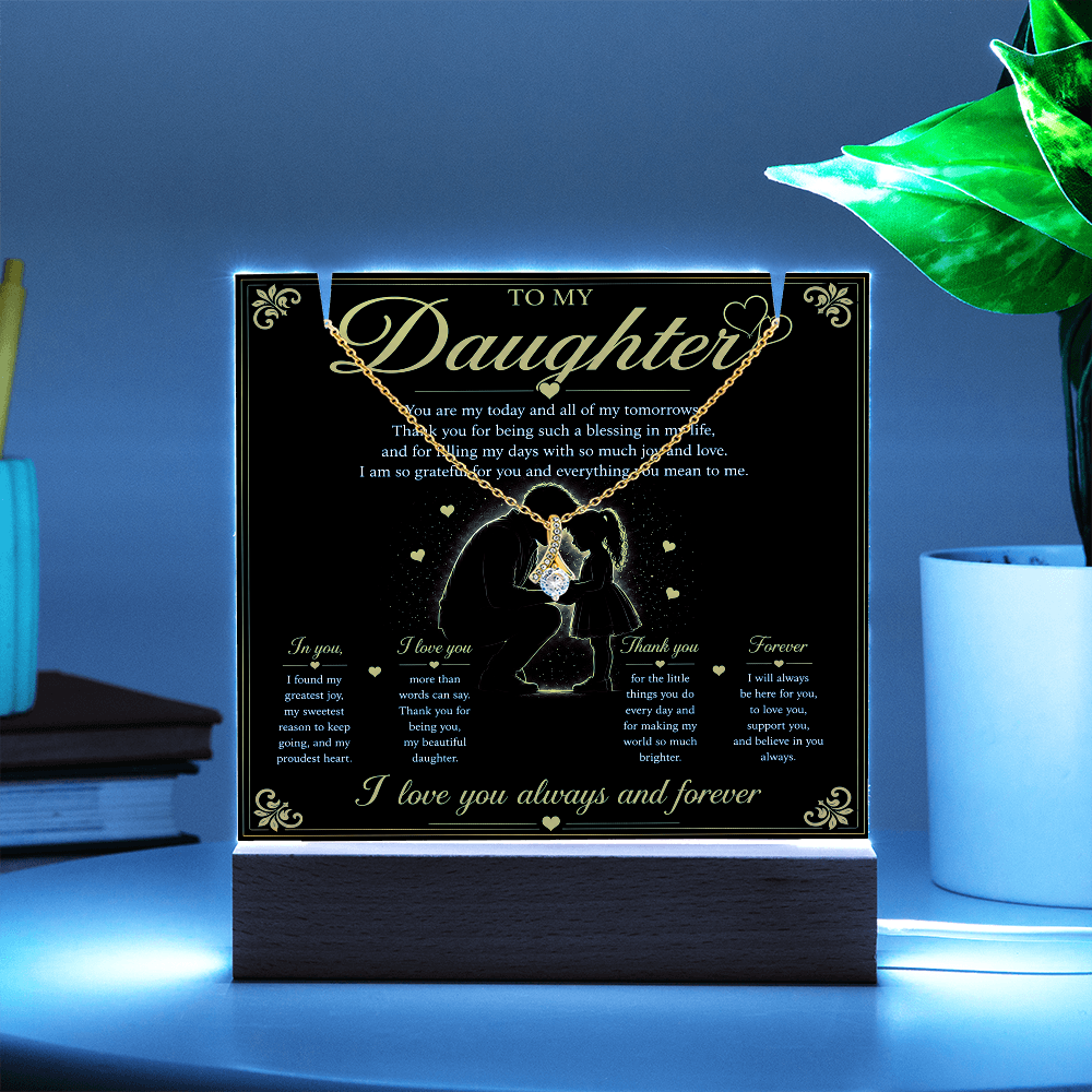 To My Daughter - LED Plaque with Alluring Beauty Necklace
