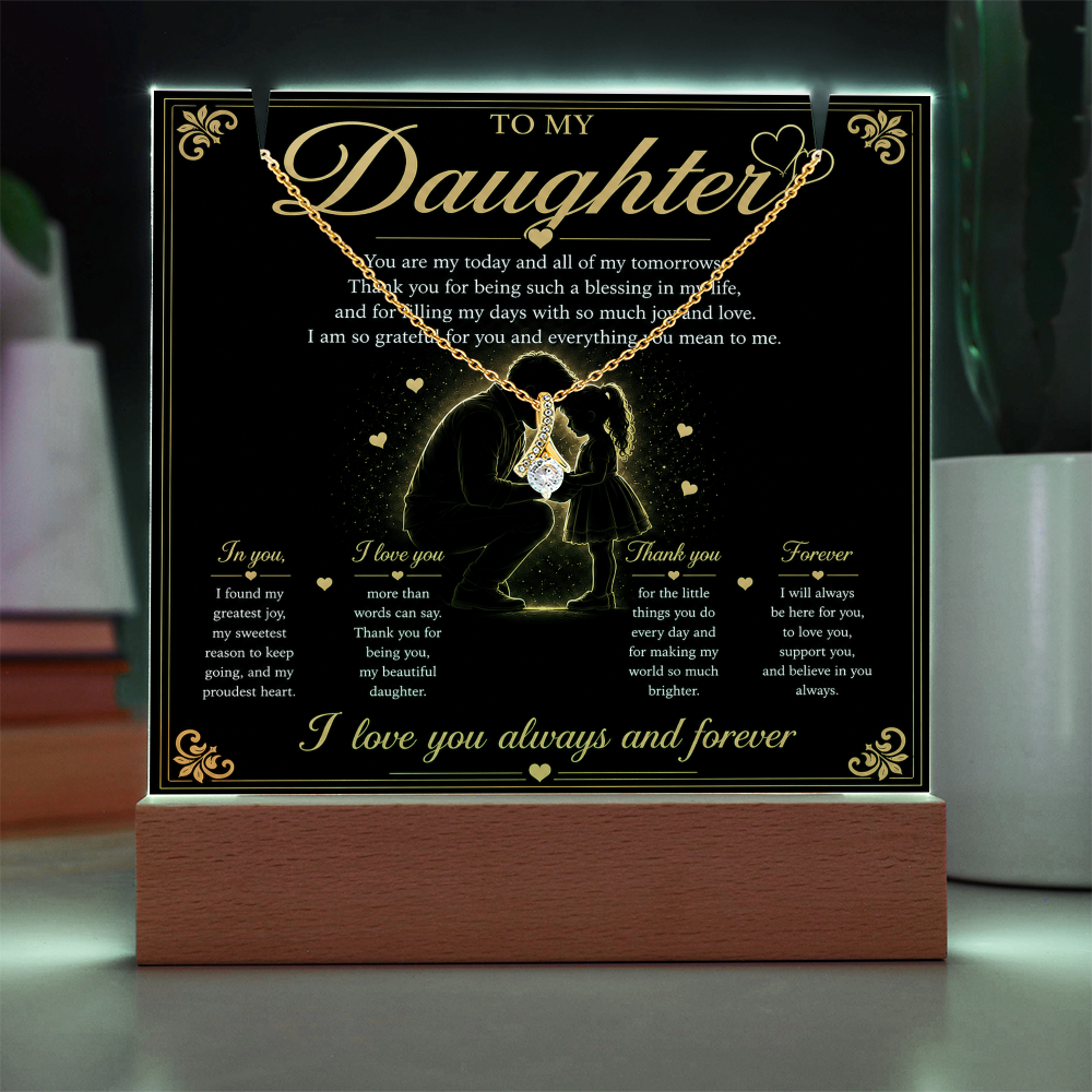 To My Daughter - LED Plaque with Alluring Beauty Necklace