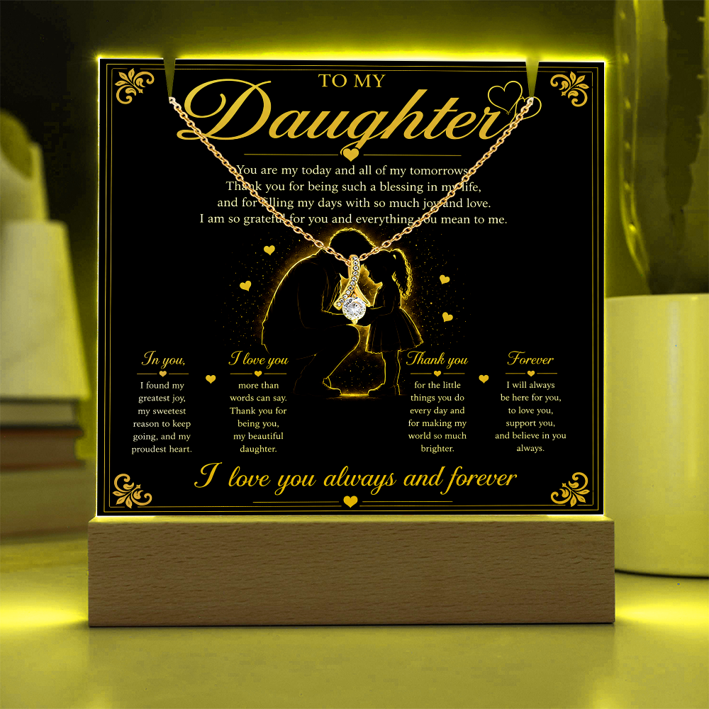 To My Daughter - LED Plaque with Alluring Beauty Necklace