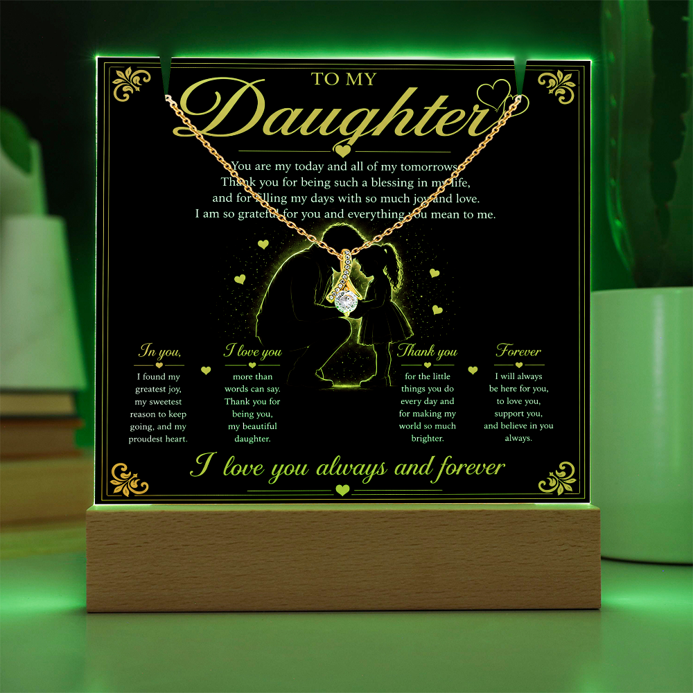 To My Daughter - LED Plaque with Alluring Beauty Necklace