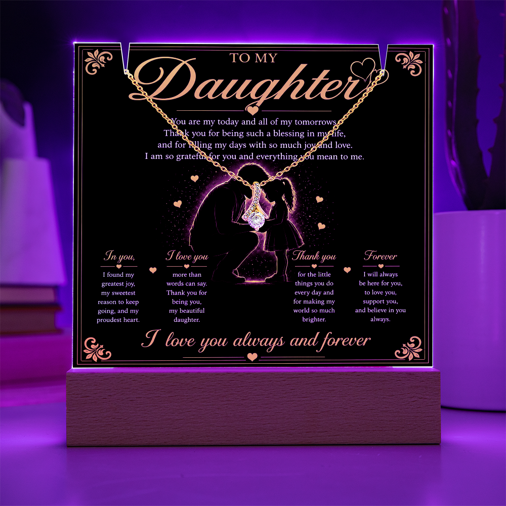 To My Daughter - LED Plaque with Alluring Beauty Necklace