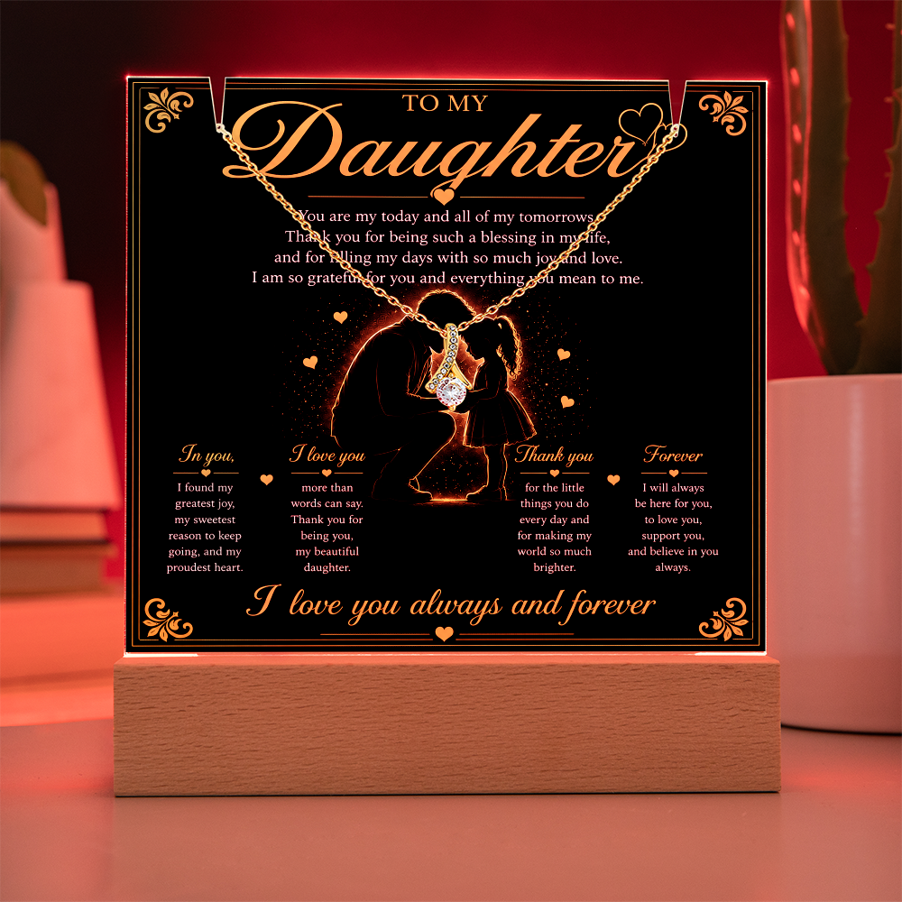 To My Daughter - LED Plaque with Alluring Beauty Necklace
